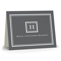 Gray Initial Folded Note Cards